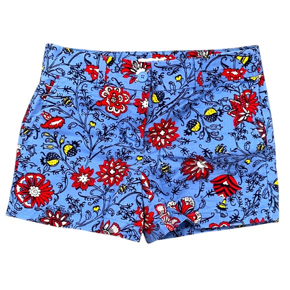 LOFT Outlet Floral Print 4" Shorts Blue Red Yellow Size 2‎ - Picture 1 of 10